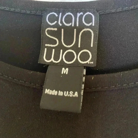 Clara Sun Woo Womens Asymmetrical Black Tunic Top - Picture 3 of 5